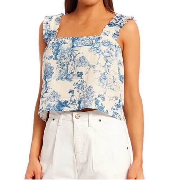 Gianni Bini Tops - Gianni Bini NWT Sadie French Toile Du Joie Blue and White Tank Top Blouse XS